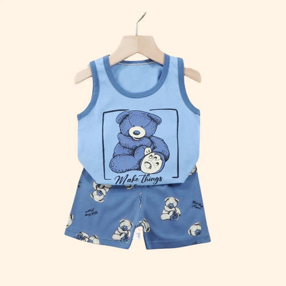 Giggles And Grab 2PCS Children Sets Kids Clothes Vest Suit  Summer Children Clothing baby Cotton T-Shirts Shorts Tank Top  Boys Girls Sleeveless