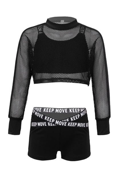 Giggles And Grab 3 PC Outfit for girls Black / 12 "Kids Girls' 3-Piece Sport Suit - Hip Hop & Jazz Style"