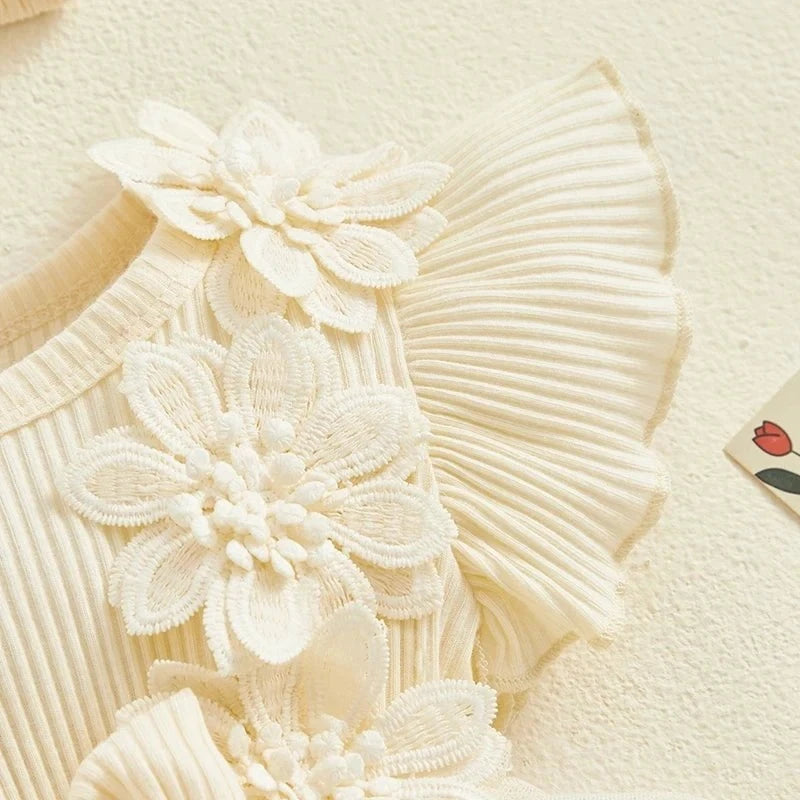 Giggles And Grab 3D Baby & toddler outfits 3D Flower Baby Girls Summer Romper & Headband Set"