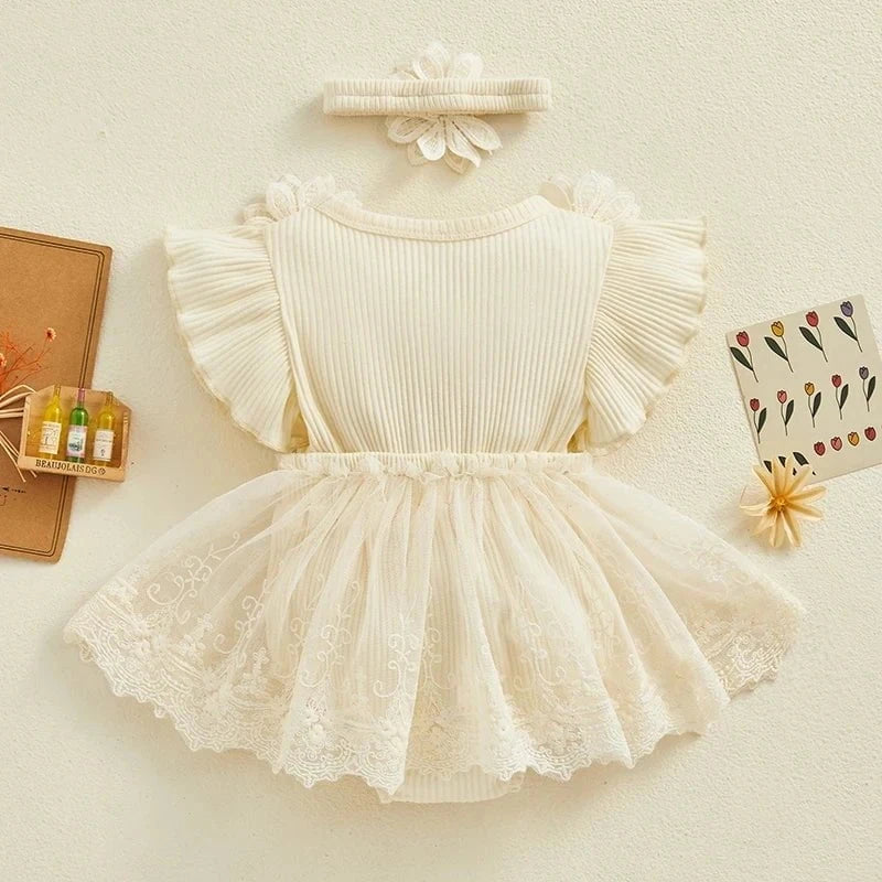 Giggles And Grab 3D Baby & toddler outfits 3D Flower Baby Girls Summer Romper & Headband Set"