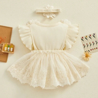 Giggles And Grab 3D Baby & toddler outfits 3D Flower Baby Girls Summer Romper & Headband Set"