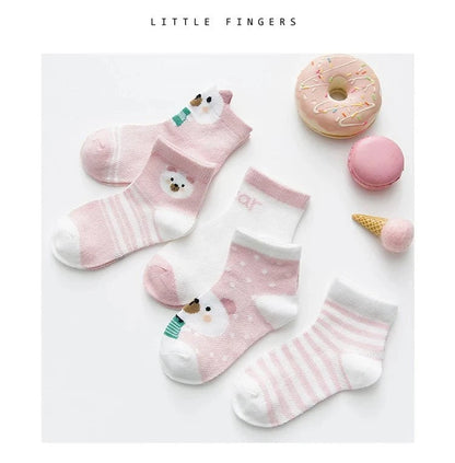 Giggles And Grab 5Pairs/lot 0-2Y Infant Baby Socks Baby Socks for Girls Cotton Mesh Cute Newborn Boy Toddler Socks Baby Clothes Accessories