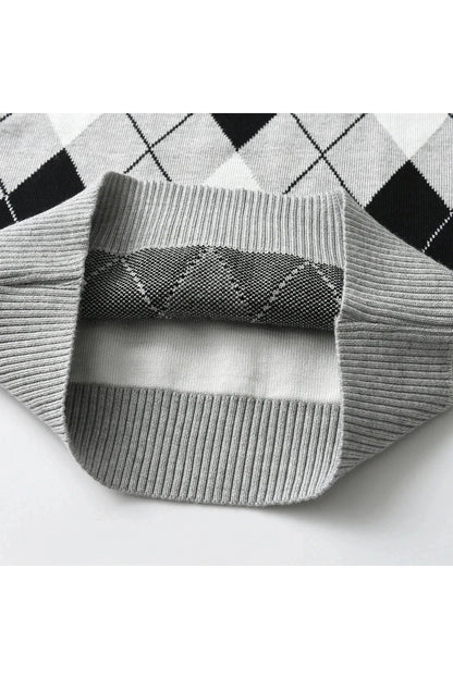 Giggles And Grab "Autumn/Winter Boy's Warm Plaid Knit Sweater - Long Sleeve College Style" "Autumn/Winter Boy's Warm Plaid Knit Sweater - Long Sleeve College Style"