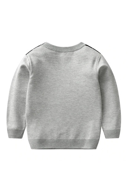 Giggles And Grab "Autumn/Winter Boy's Warm Plaid Knit Sweater - Long Sleeve College Style" "Autumn/Winter Boy's Warm Plaid Knit Sweater - Long Sleeve College Style"