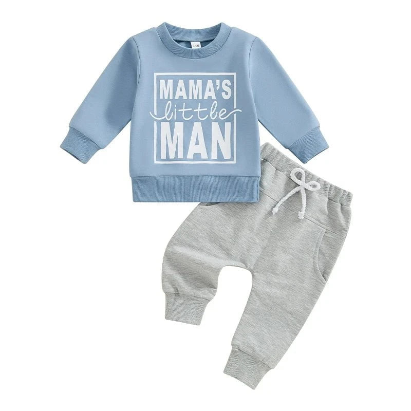 Giggles And Grab Baby boy fall clothes Blue / 6M / United States Lioraitiin Toddler Baby Boy Fall Clothes – Letter Print Long Sleeve Sweatshirt & Elastic Pants 2-Piece Outfit"