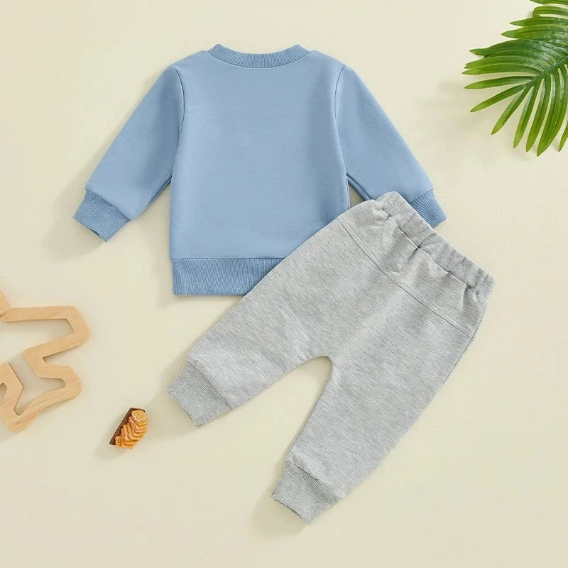Giggles And Grab Baby boy fall clothes Lioraitiin Toddler Baby Boy Fall Clothes – Letter Print Long Sleeve Sweatshirt & Elastic Pants 2-Piece Outfit"
