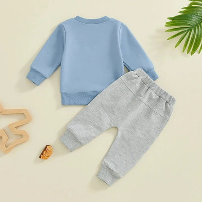Giggles And Grab Baby boy fall clothes Lioraitiin Toddler Baby Boy Fall Clothes – Letter Print Long Sleeve Sweatshirt & Elastic Pants 2-Piece Outfit"