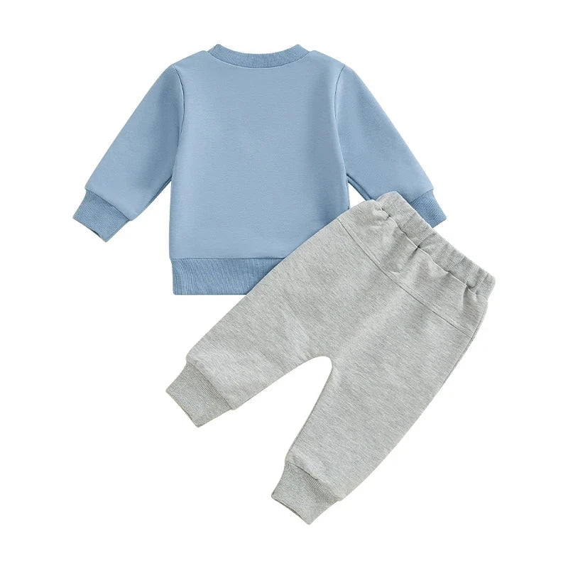 Giggles And Grab Baby boy fall clothes Lioraitiin Toddler Baby Boy Fall Clothes – Letter Print Long Sleeve Sweatshirt & Elastic Pants 2-Piece Outfit"