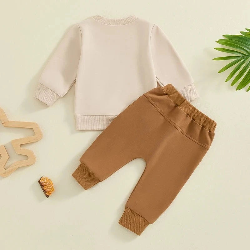 Giggles And Grab Baby boy fall clothes Lioraitiin Toddler Baby Boy Fall Clothes – Letter Print Long Sleeve Sweatshirt & Elastic Pants 2-Piece Outfit"