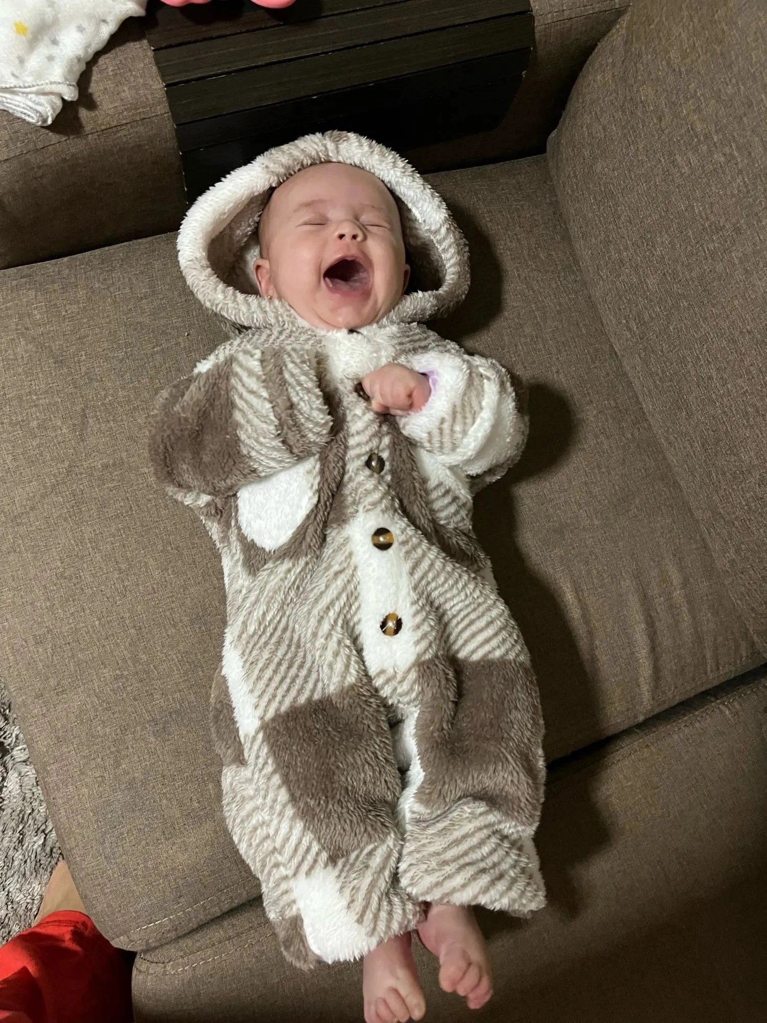Giggles And Grab Baby Boys and Girls Plaid Romper Hooded Long Sleeved Plush Jumpsuit Winter Warm Bodysuit Clothes for 3-24 Months Toddler Boy