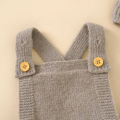 Giggles And Grab Baby Boys Girls Rompers Hats Clothes Fashion Sleeveless Knitted Newborn Infant Netural Strap Jumpsuits Outfits Sets Toddler Wear