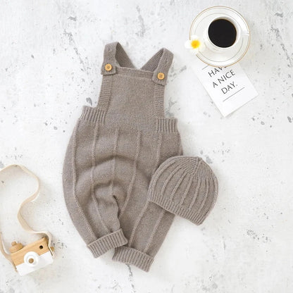 Giggles And Grab Baby Boys Girls Rompers Hats Clothes Fashion Sleeveless Knitted Newborn Infant Netural Strap Jumpsuits Outfits Sets Toddler Wear