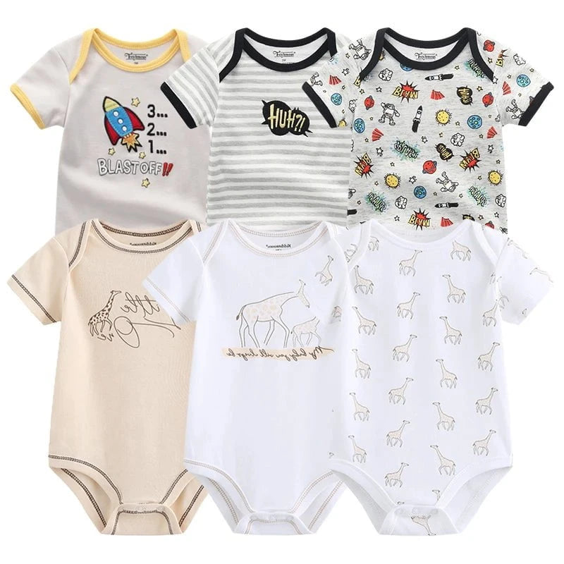 Giggles And Grab Baby clothes Baby Bodysuits 1 / 3M Baby Girl Jumpsuit 6Pcs/Lot – Cartoon Body Suit Spring Summer Toddler Boys Romper & Newborn Outfits Set, Cotton Infant Clothes"