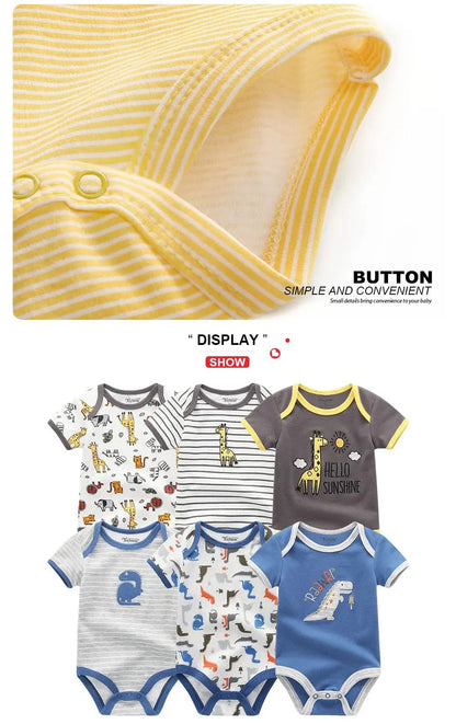 Giggles And Grab Baby clothes Baby Girl Jumpsuit 6Pcs/Lot – Cartoon Body Suit Spring Summer Toddler Boys Romper & Newborn Outfits Set, Cotton Infant Clothes"