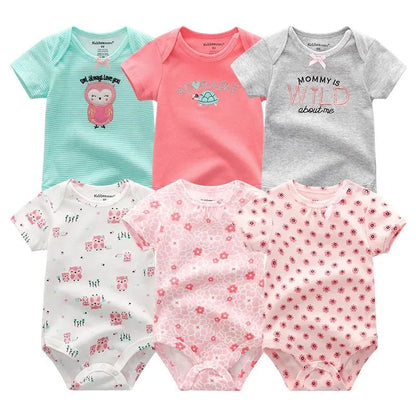 Giggles And Grab Baby clothes BDS6032 / 12M Baby Girl Jumpsuit 6Pcs/Lot – Cartoon Body Suit Spring Summer Toddler Boys Romper & Newborn Outfits Set, Cotton Infant Clothes"