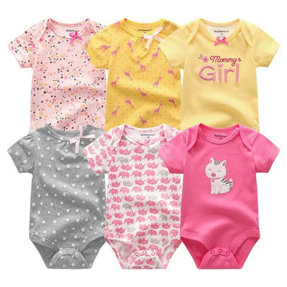 Giggles And Grab Baby clothes BDS6033 / 12M Baby Girl Jumpsuit 6Pcs/Lot – Cartoon Body Suit Spring Summer Toddler Boys Romper & Newborn Outfits Set, Cotton Infant Clothes"