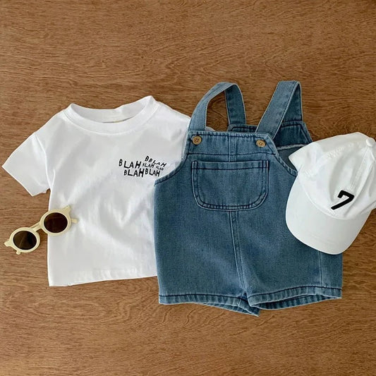 Giggles And Grab Baby clothing set 2024 Summer Baby Clothing Set Girls Clothes Infant Tee and Denim Overall Suit Toddler Boys Outfit"