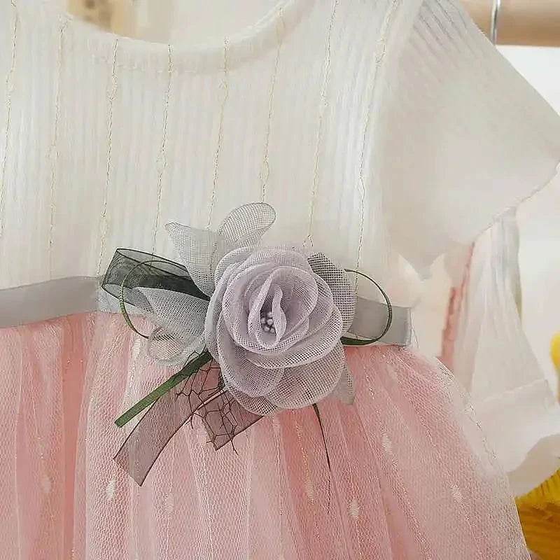 Baby Dress Summer Cute Flower Decoration Baby Girl Dress Birthday Party Girl Princess Dress Baby Clothes Girl - Giggles And Grab