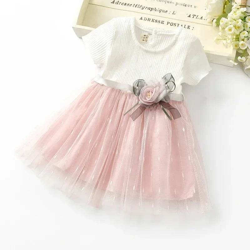 Baby Dress Summer Cute Flower Decoration Baby Girl Dress Birthday Party Girl Princess Dress Baby Clothes Girl - Giggles And Grab