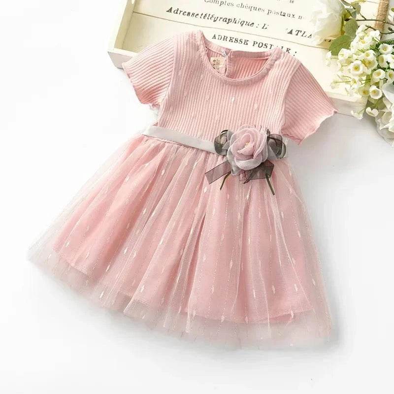 Baby Dress Summer Cute Flower Decoration Baby Girl Dress Birthday Party Girl Princess Dress Baby Clothes Girl - Giggles And Grab