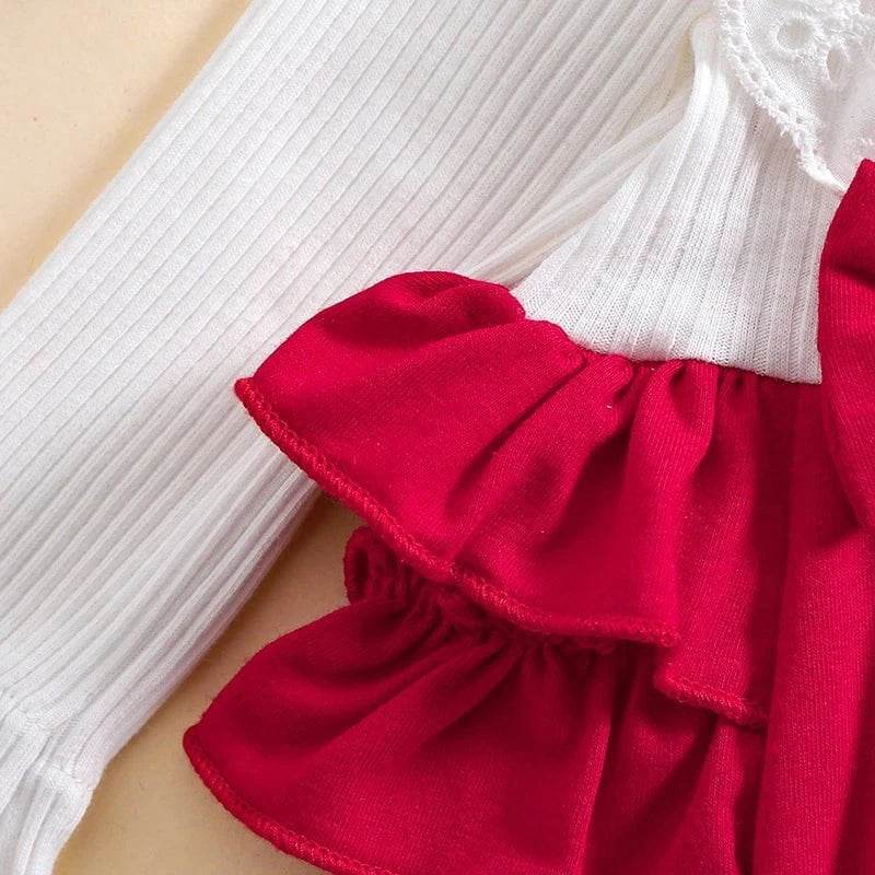 Baby Girl Valentine's Day Heart Embroidery Romper & Ruffle Outfit - Giggles And Grab