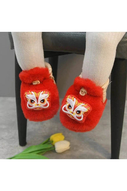 Heattech Baby Shoes - Tiger Head Design Soft Shoes for 0-1 Year Old, No Heel Slippage, Autumn & Winter - Giggles And Grab