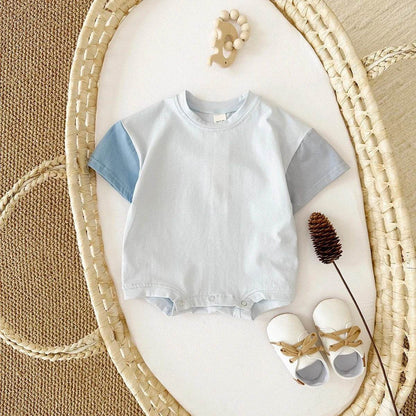 Summer Children's Clothes – Baby Boy T-Shirt + Pant 2PCS Set, Kids Solid Short Sleeve Elastic Waist Suit, Toddler Girl Clothes, Baby Outfit - Giggles And Grab