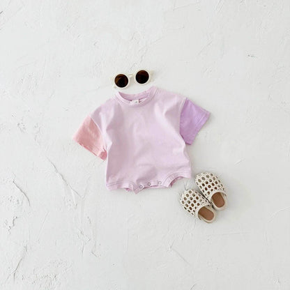 Summer Children's Clothes – Baby Boy T-Shirt + Pant 2PCS Set, Kids Solid Short Sleeve Elastic Waist Suit, Toddler Girl Clothes, Baby Outfit - Giggles And Grab