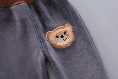 Giggles And Grab Baby thick fleece bear outfit Autumn Winter Baby Boys Clothes Set – Thick Fleece Cartoon Bear Jacket, Vest & Pants 3PCS Cotton Sport Suit for Girls, Warm Outfits"