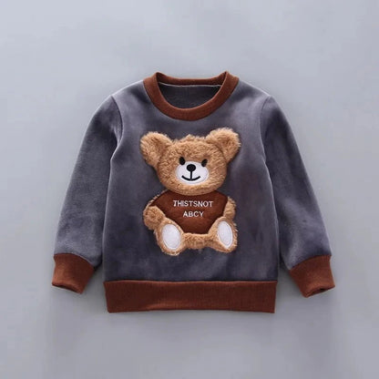 Giggles And Grab Baby thick fleece bear outfit Autumn Winter Baby Boys Clothes Set – Thick Fleece Cartoon Bear Jacket, Vest & Pants 3PCS Cotton Sport Suit for Girls, Warm Outfits"