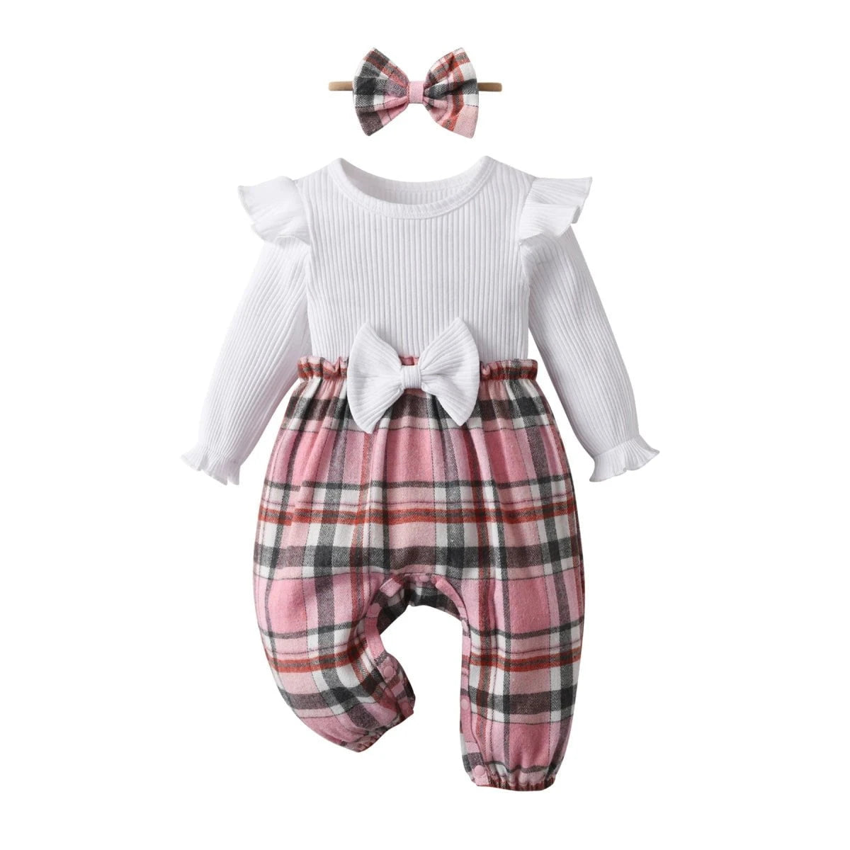 Giggles And Grab Baby & toddler outfits 724 / 6-9 Months "Spring Autumn Baby Girls Rainbow Print Cotton Romper & Headband Set