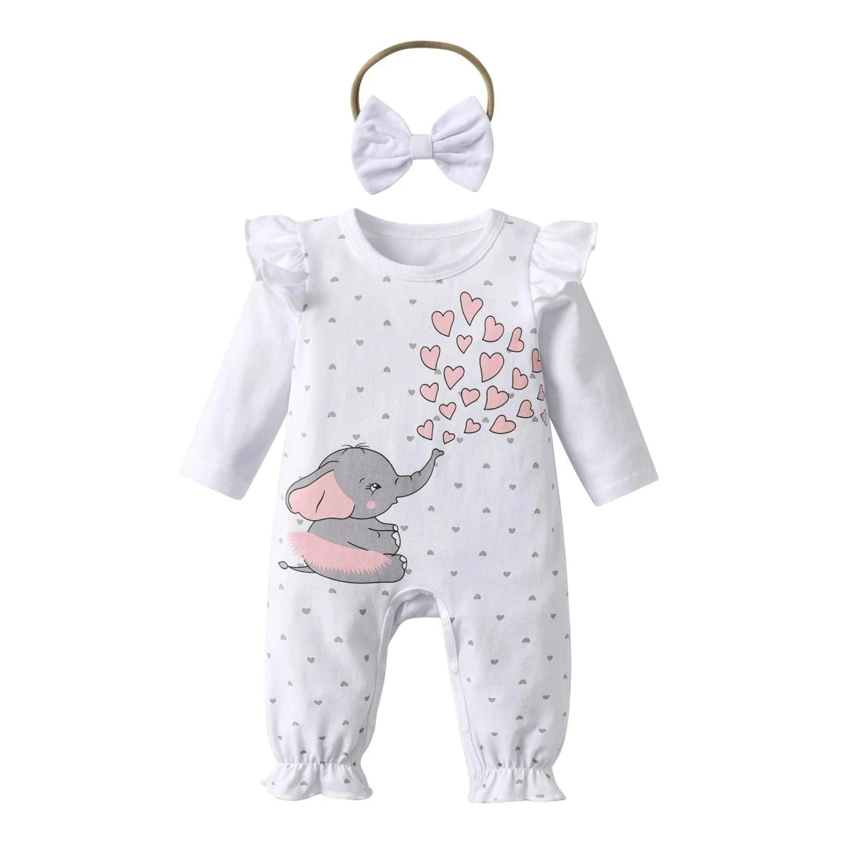 Giggles And Grab Baby & toddler outfits 725 / 6-9 Months "Spring Autumn Baby Girls Rainbow Print Cotton Romper & Headband Set
