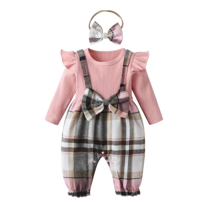 Giggles And Grab Baby & toddler outfits 734 / 0-3 Months "Spring Autumn Baby Girls Rainbow Print Cotton Romper & Headband Set