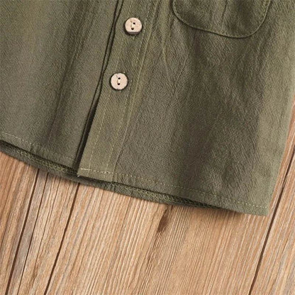 Baby Boy Summer Clothes – Toddler Infant Short Sleeve Solid Cotton Linen T-Shirt Tops & Casual Shorts Set, 2PCS Outfits - Giggles And Grab