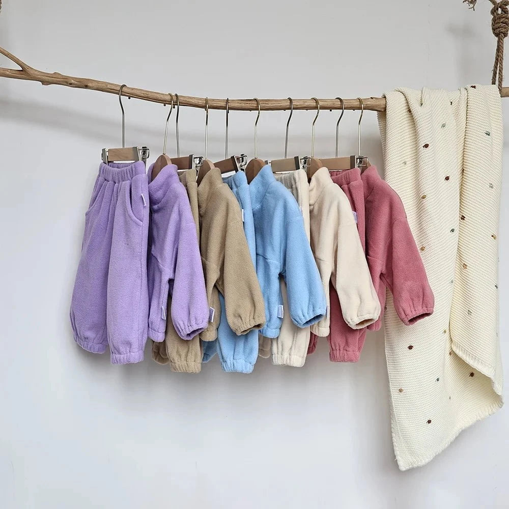 Giggles And Grab Baby Toddler Outfits MILANCEL New Autumn Baby Sports Suit – Toddler Fleece Solid Color Hoodie & Pants Set 2PC Infant Outfit"