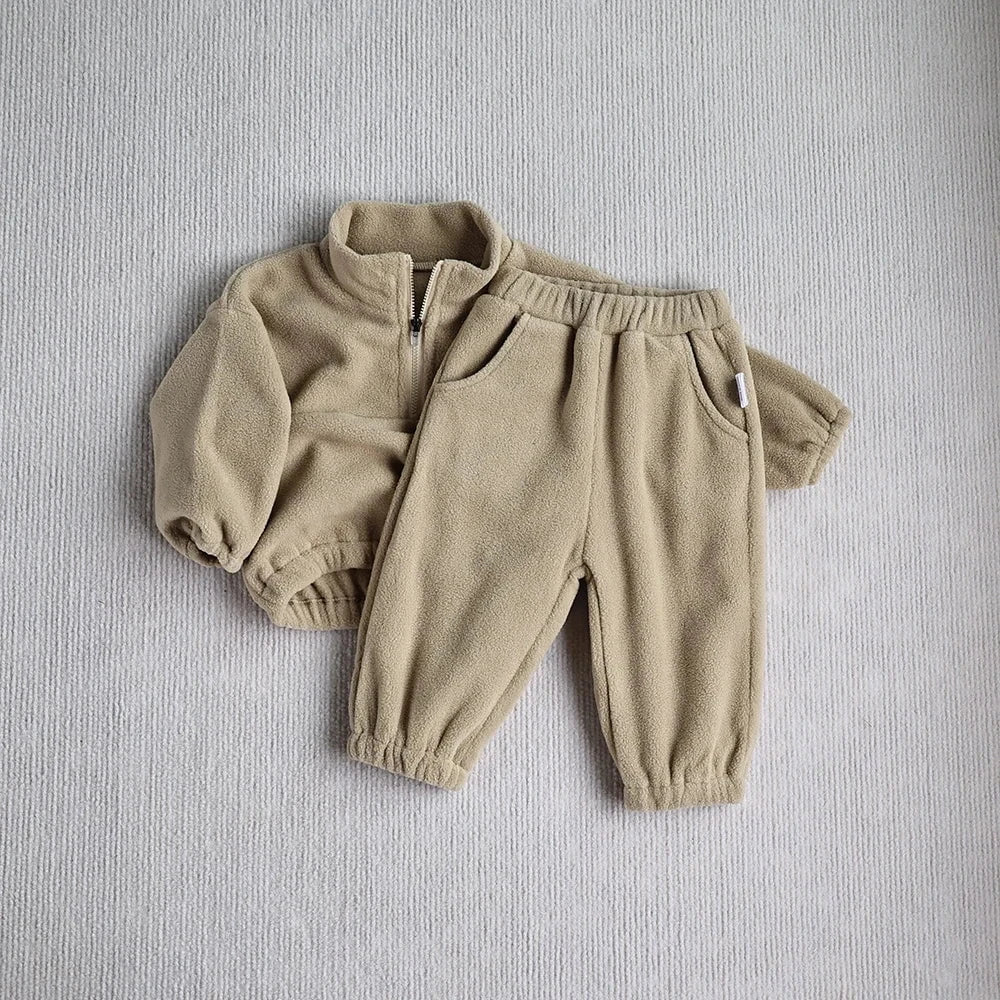 Giggles And Grab Baby Toddler Outfits MILANCEL New Autumn Baby Sports Suit – Toddler Fleece Solid Color Hoodie & Pants Set 2PC Infant Outfit"