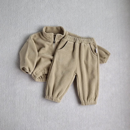 Giggles And Grab Baby Toddler Outfits MILANCEL New Autumn Baby Sports Suit – Toddler Fleece Solid Color Hoodie & Pants Set 2PC Infant Outfit"
