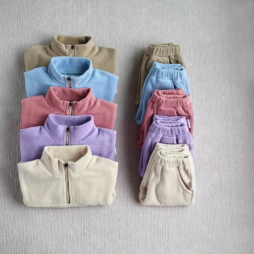 Giggles And Grab Baby Toddler Outfits MILANCEL New Autumn Baby Sports Suit – Toddler Fleece Solid Color Hoodie & Pants Set 2PC Infant Outfit"