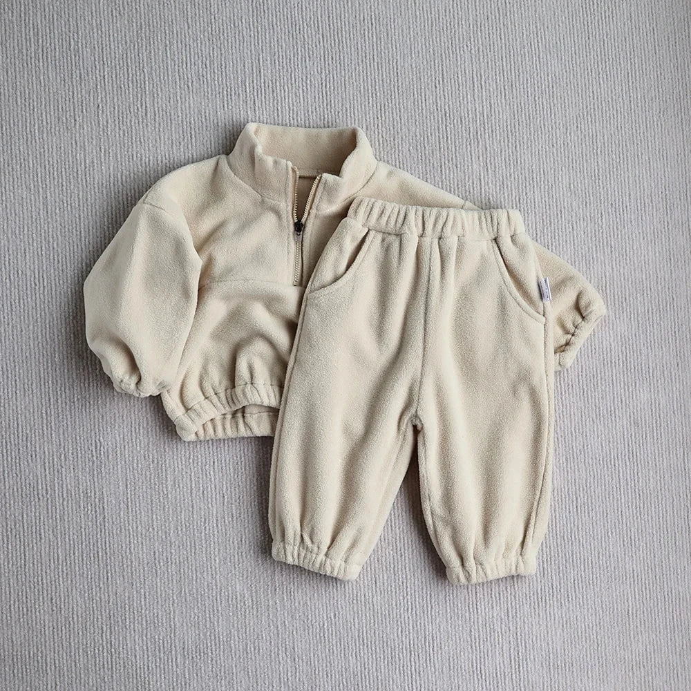 Giggles And Grab Baby Toddler Outfits MILANCEL New Autumn Baby Sports Suit – Toddler Fleece Solid Color Hoodie & Pants Set 2PC Infant Outfit"
