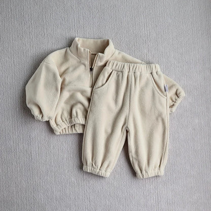 Giggles And Grab Baby Toddler Outfits MILANCEL New Autumn Baby Sports Suit – Toddler Fleece Solid Color Hoodie & Pants Set 2PC Infant Outfit"