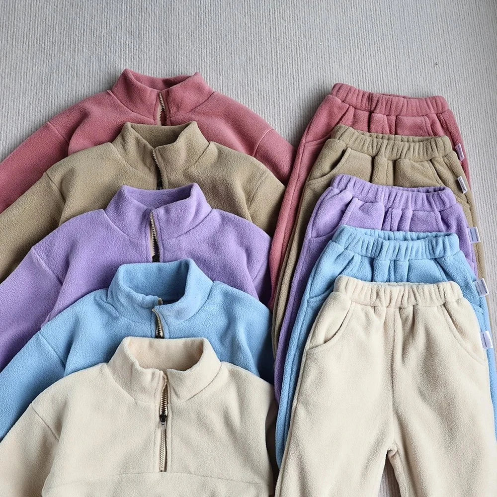 Giggles And Grab Baby Toddler Outfits MILANCEL New Autumn Baby Sports Suit – Toddler Fleece Solid Color Hoodie & Pants Set 2PC Infant Outfit"