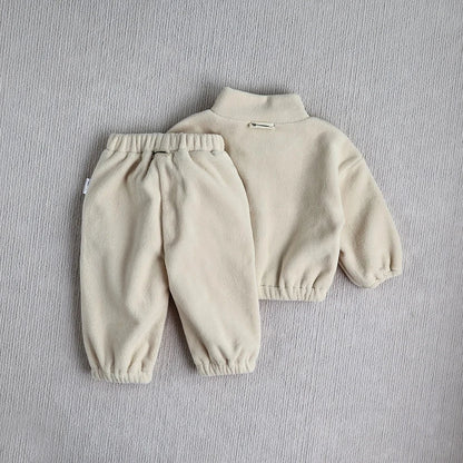 Giggles And Grab Baby Toddler Outfits MILANCEL New Autumn Baby Sports Suit – Toddler Fleece Solid Color Hoodie & Pants Set 2PC Infant Outfit"