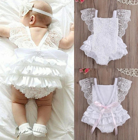 Giggles And Grab Baby & Toddler Outfits New Cute Newborn Infant Baby Girl Summer Cotton Clothes Lace Ruffles Bodysuit Sunsuit Outfits Clothes"