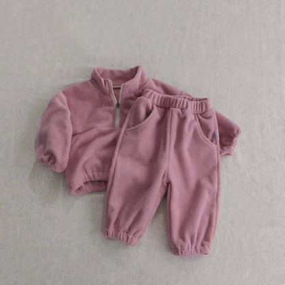 Giggles And Grab Baby Toddler Outfits pink / CHINA / 24M MILANCEL New Autumn Baby Sports Suit – Toddler Fleece Solid Color Hoodie & Pants Set 2PC Infant Outfit"