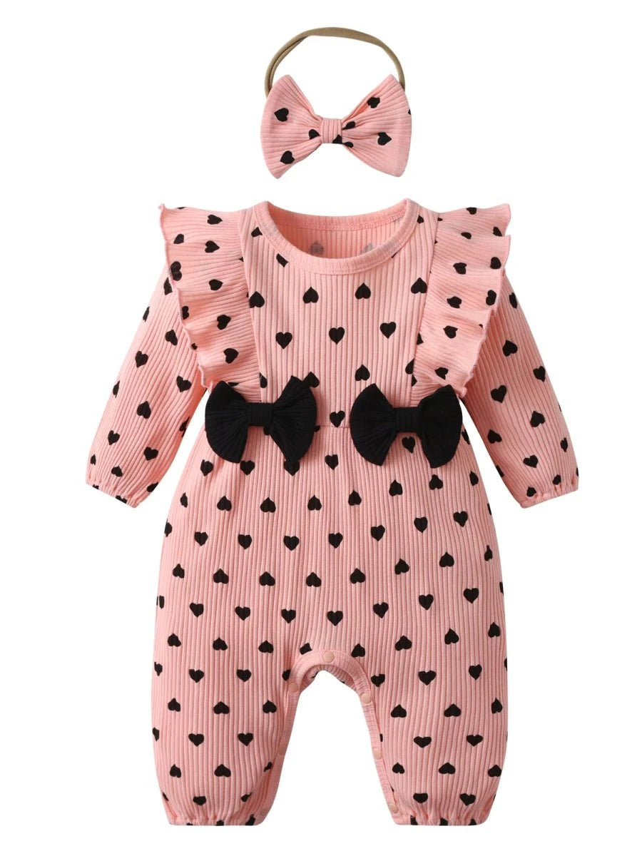 Giggles And Grab Baby & toddler outfits "Spring Autumn Baby Girls Rainbow Print Cotton Romper & Headband Set