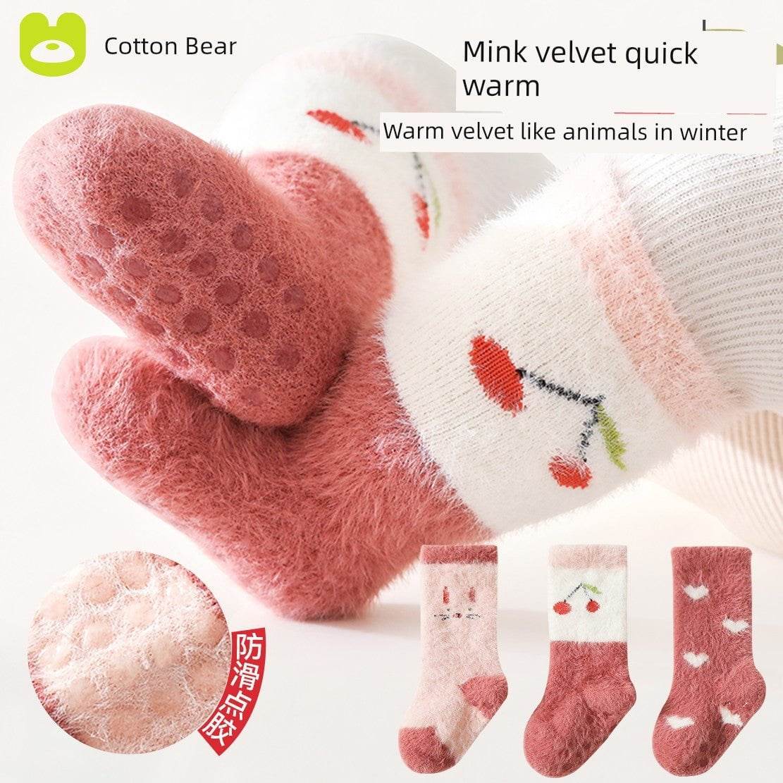 Winter Thickened Newborn Mink Fur Knee Socks - Soft & Warm Baby Socks - Giggles And Grab