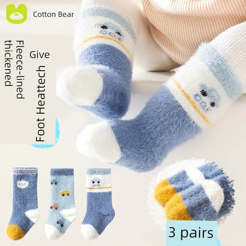 Winter Thickened Newborn Mink Fur Knee Socks - Soft & Warm Baby Socks - Giggles And Grab