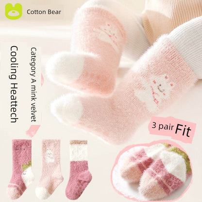 Winter Thickened Newborn Mink Fur Knee Socks - Soft & Warm Baby Socks - Giggles And Grab
