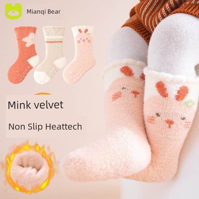 Winter Thickened Newborn Mink Fur Knee Socks - Soft & Warm Baby Socks - Giggles And Grab