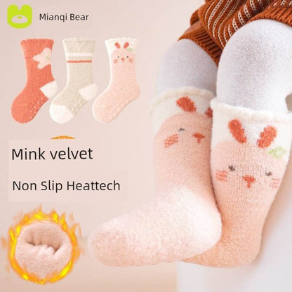 Winter Thickened Newborn Mink Fur Knee Socks - Soft & Warm Baby Socks - Giggles And Grab